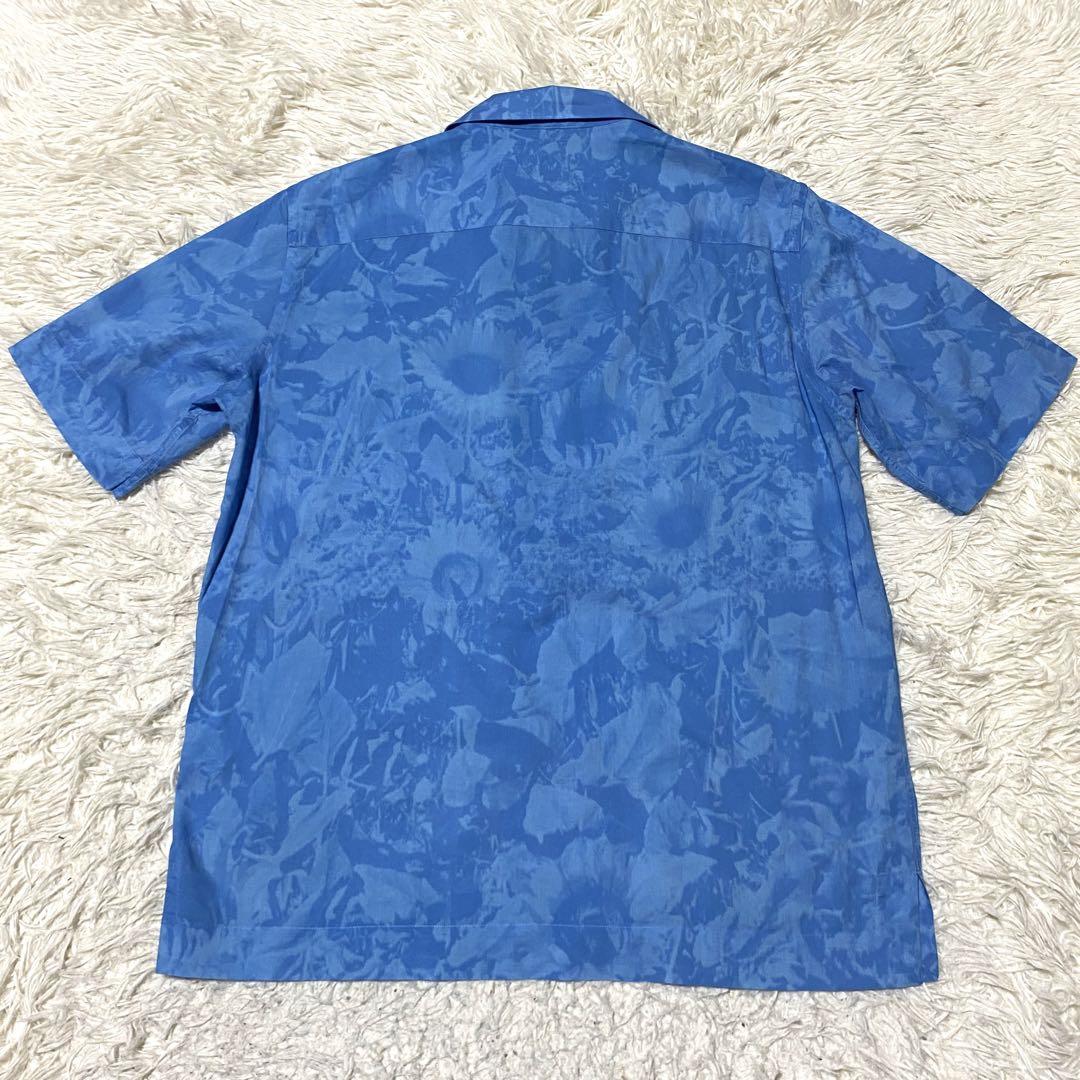 【海外 正規品】 美品✨Paul 綿 デカロゴ 青 総柄 花柄 半袖シャツ 現行 smith トップス