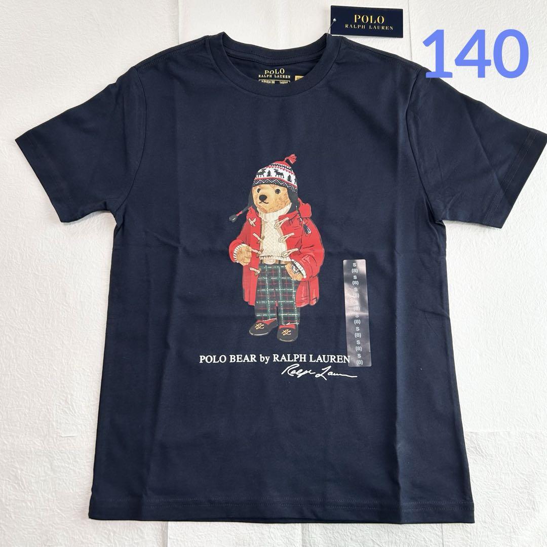 新作◇ラルフローレン ポロベア ロゴコットンTシャツ S/140 ネイビー