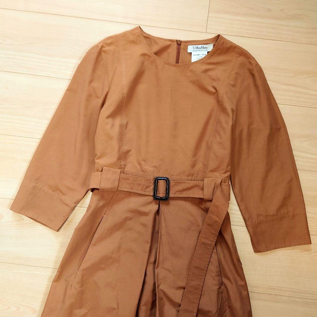 【★安心の定価販売★】 Max S Mara キャメル 七分袖コットンロングワンピース ワンピース