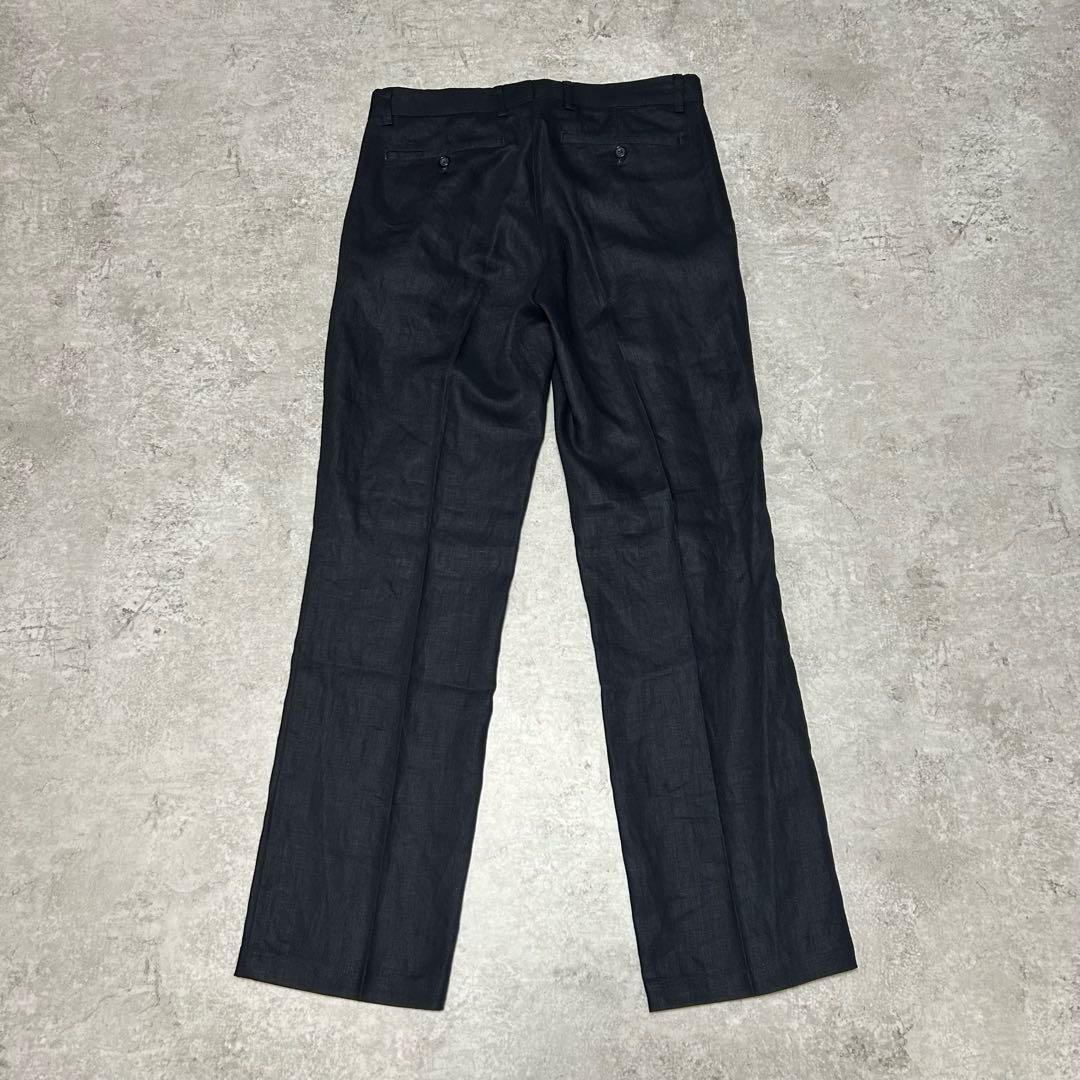 00s Eddie Bauer 2タック リネン スラックス ブラック W32