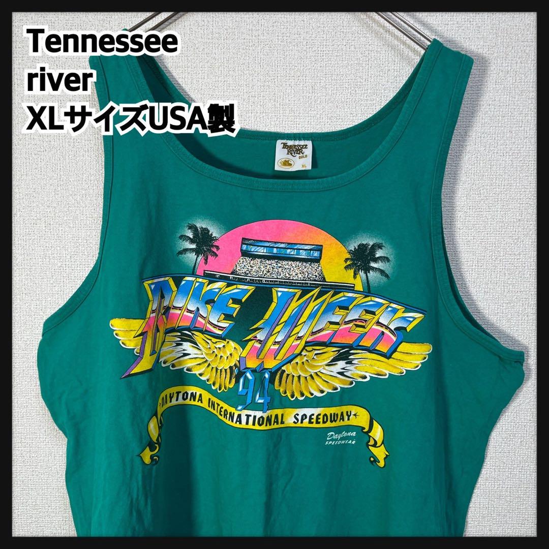 テネシーリバー】USA製ノースリーブタンクトップ バイク 緑