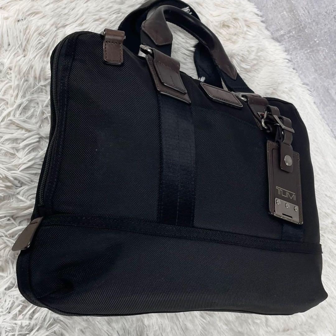 A4可 美品 TUMI キャンバス レザー 2WAY ショルダーバッグ 黒