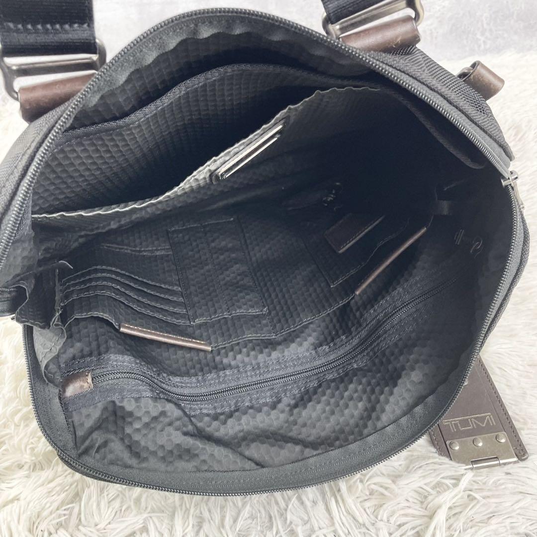 A4可 美品 TUMI キャンバス レザー 2WAY ショルダーバッグ 黒