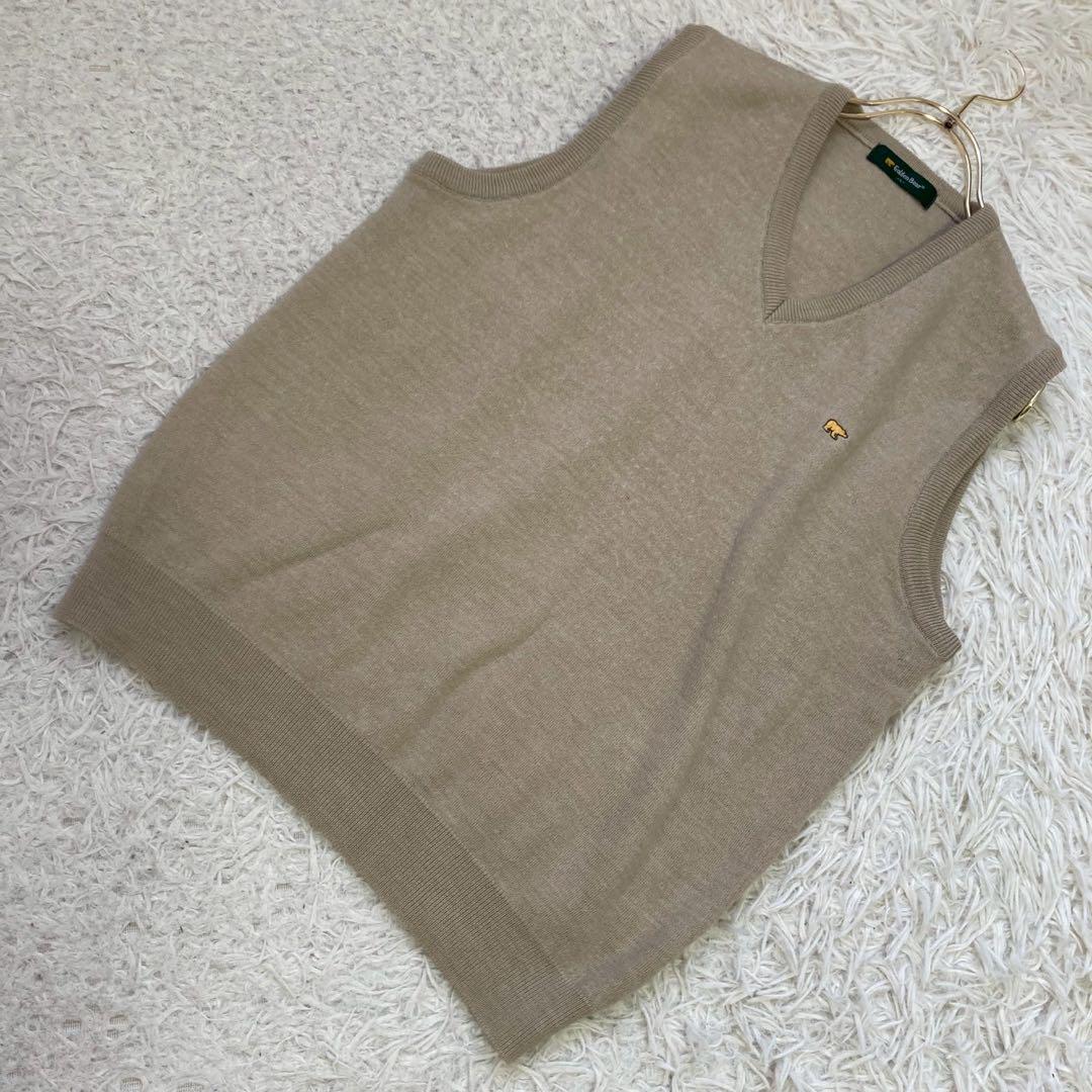 Golden Bear ワンポイントニットベスト ベージュ L