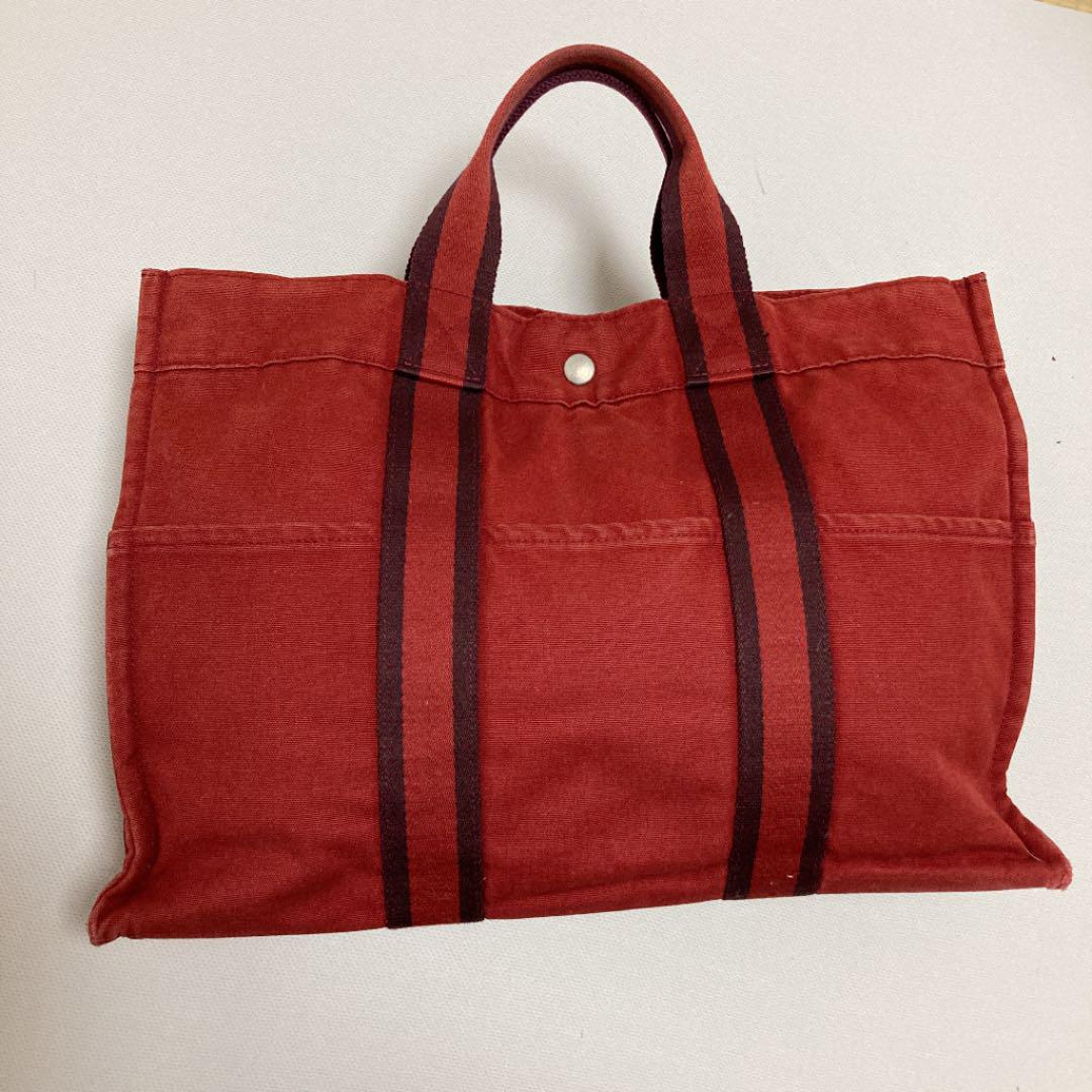 在庫再入荷 HERMES レッド 正規品 A4収納可 8qrLG-m51419105601 エルメス フールトゥMM トートバッグ 低価安い