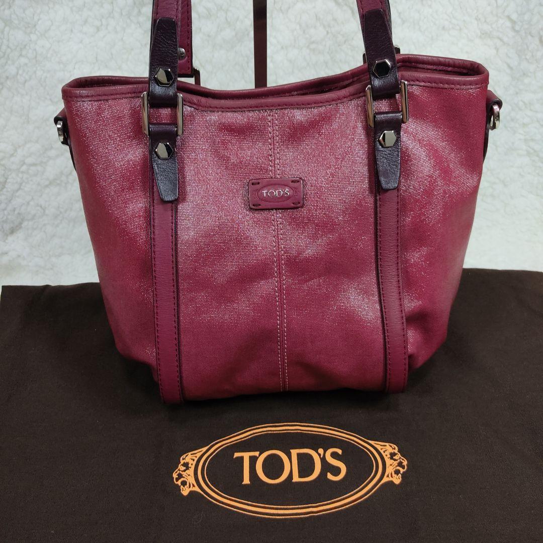 TOD'S トッズ ショルダーバッグ 2way レザー レディース 赤 画像2