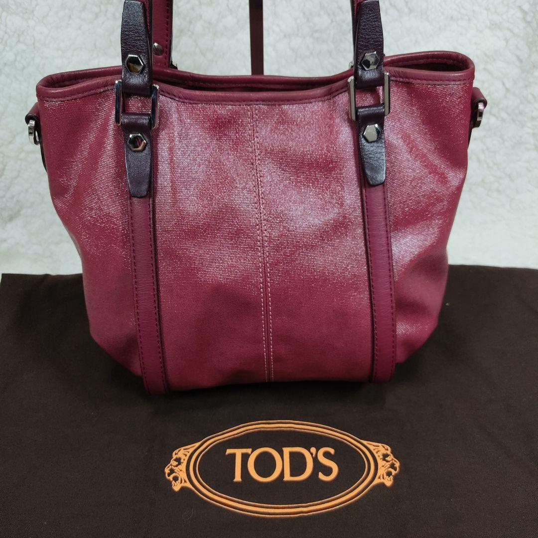 TOD'S トッズ ショルダーバッグ 2way レザー レディース 赤 画像3