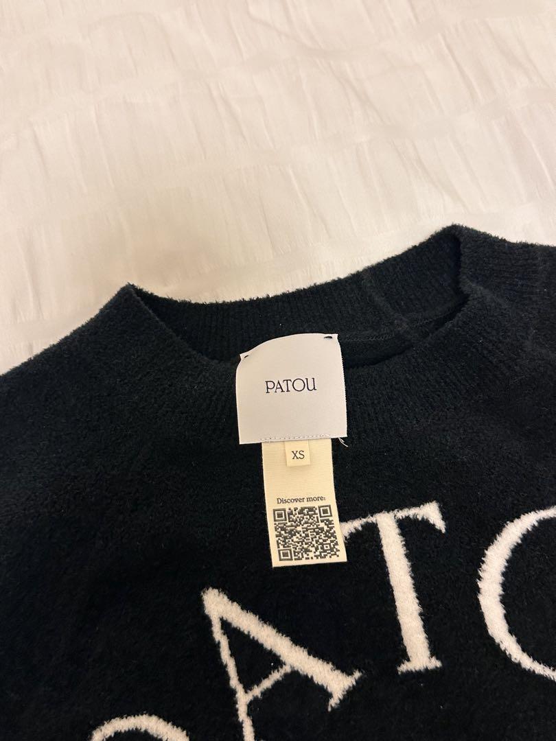 PATOU ブラック ロゴ入り 半袖ニット XS