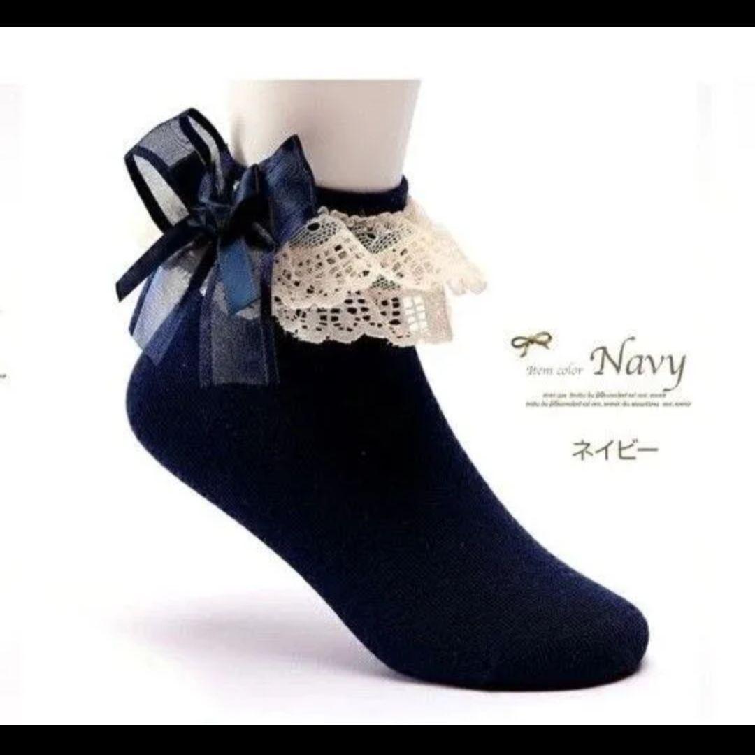 JOMISS レース＆リボンソックス オーシャンブルー　 М 15〜17cm
