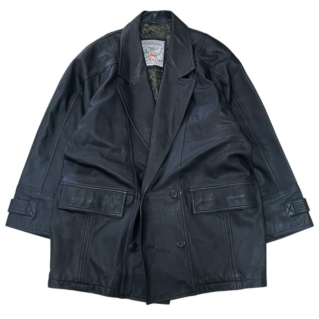 80-90s レザージャケット ダブル ライダースジャケット ラムレザーM VINTAGE