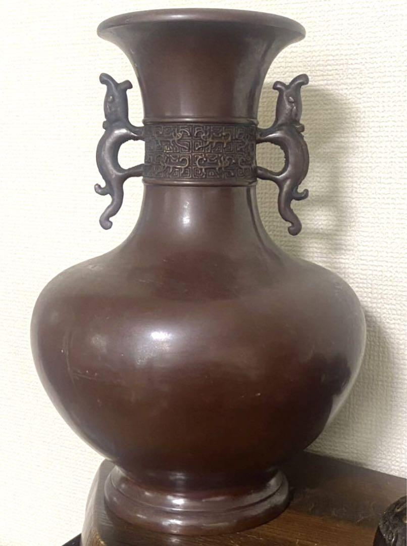 福袋 大丸 花器 銅製双耳花瓶 高岡銅器 中国美術 壺 唐物 年代物 工芸品