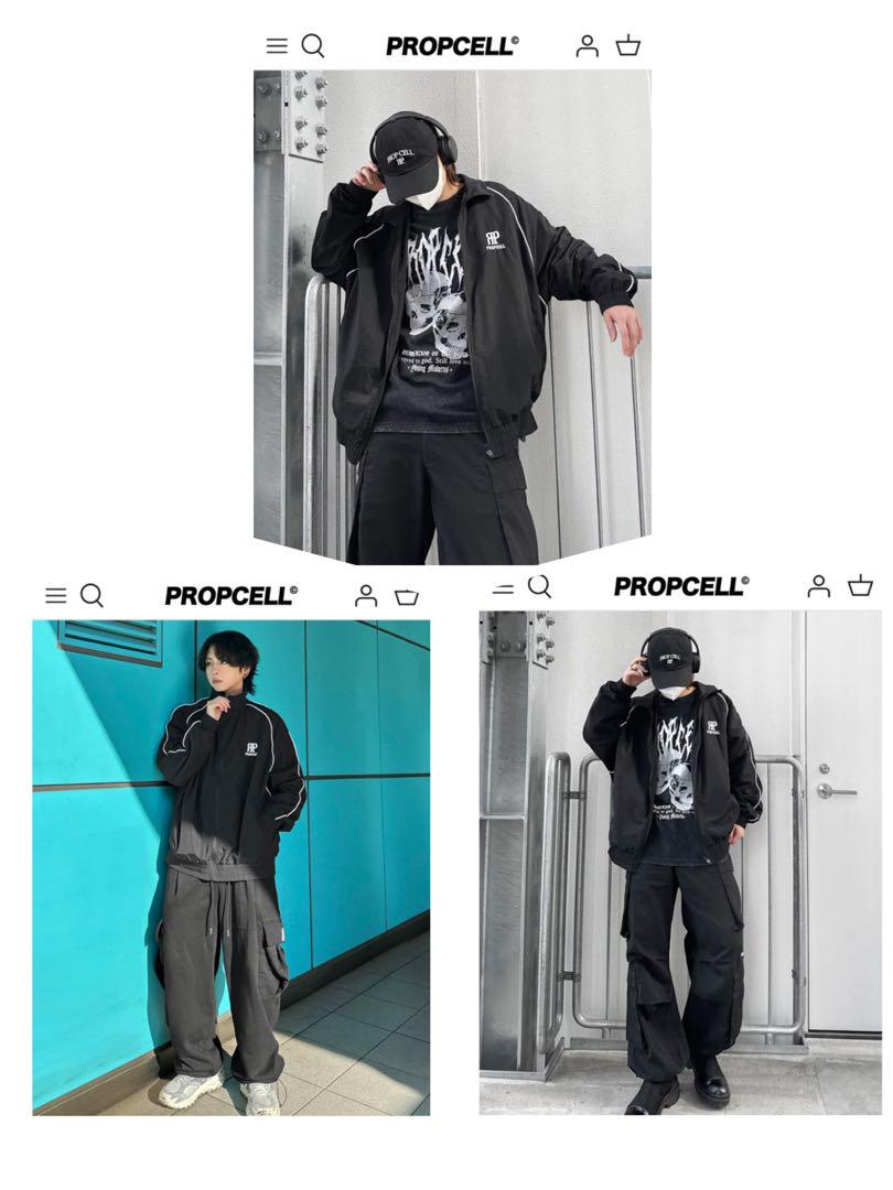もうこ・PROPCELL プロップセル　ブラック ジップアップジャケット