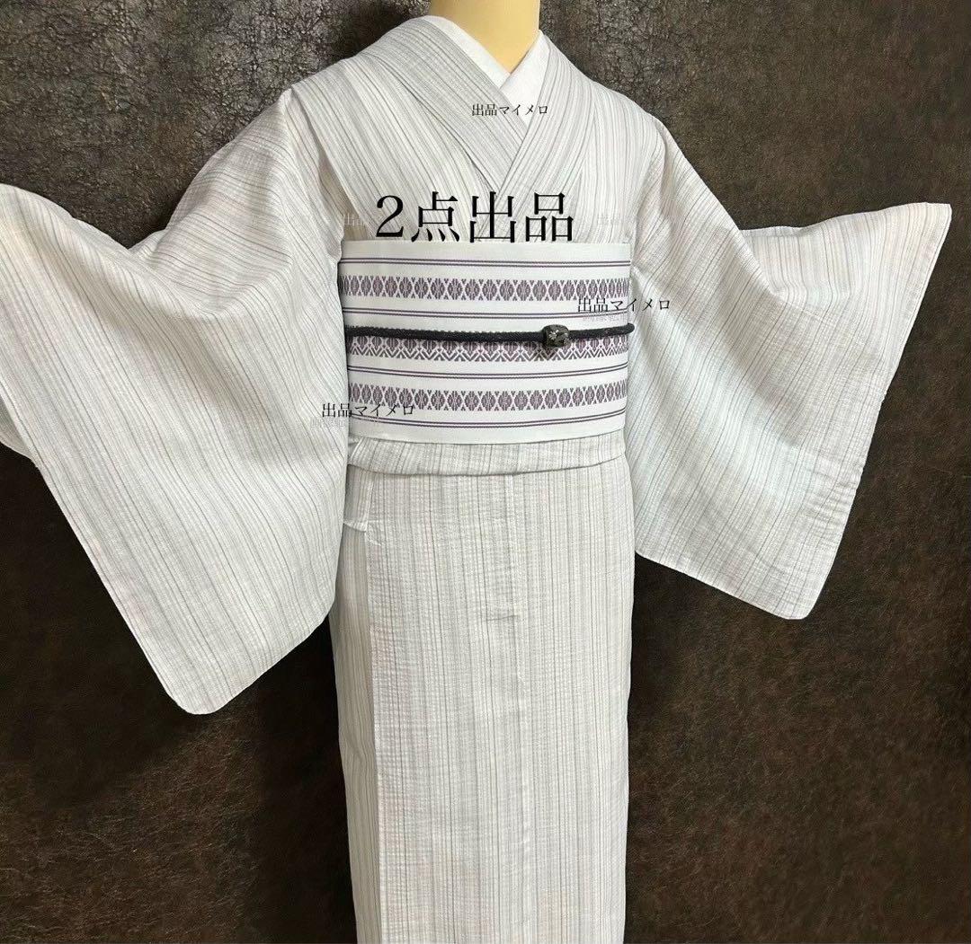 古典しじら織浴衣綿麻！粋な夏着物縞柄麻帯麻100% 半幅帯0702⑪