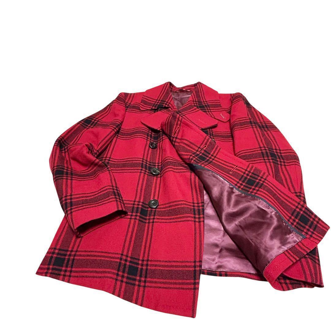 【Paul Smith】美品 Mサイズ ピーコート 赤黒 チェック柄 秋冬