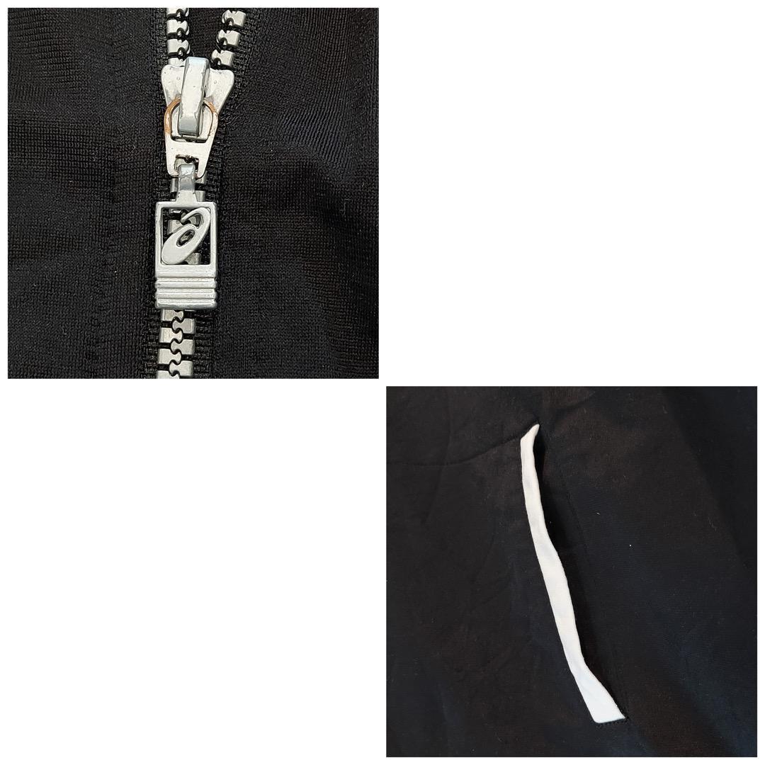 asics アシックス トラックジャケット 古着 刺繍 XL 黒 黄 12836 asics アシックス トラックジャケット 古着 刺繍 XL 黒 黄 12836