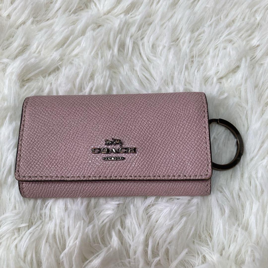 新品coach キー ケース 6 リング クロスグレイン ピンク COACH コーチ ☆COACH☆ 6リング キーケース クロスグレイン