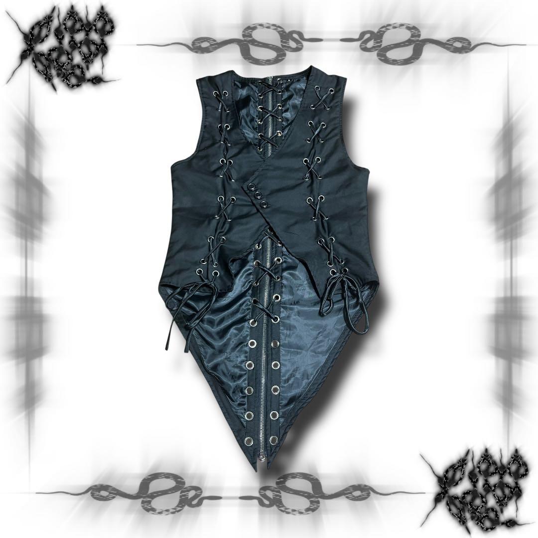Devil n Bass Lace-up Zip Gimmick Vest SIZE BLACK PEACE NOW