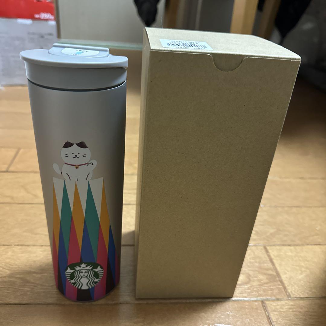 STARBUCKS 猫デザイン タンブラー シルバー