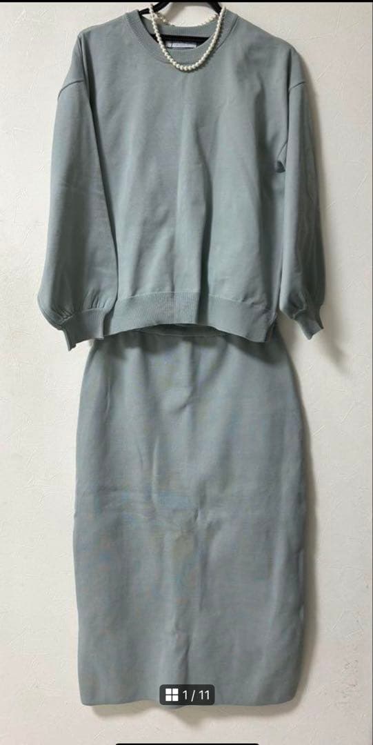 新品タグ付き　アローズ　ライトブルー　ニット　セットアップ