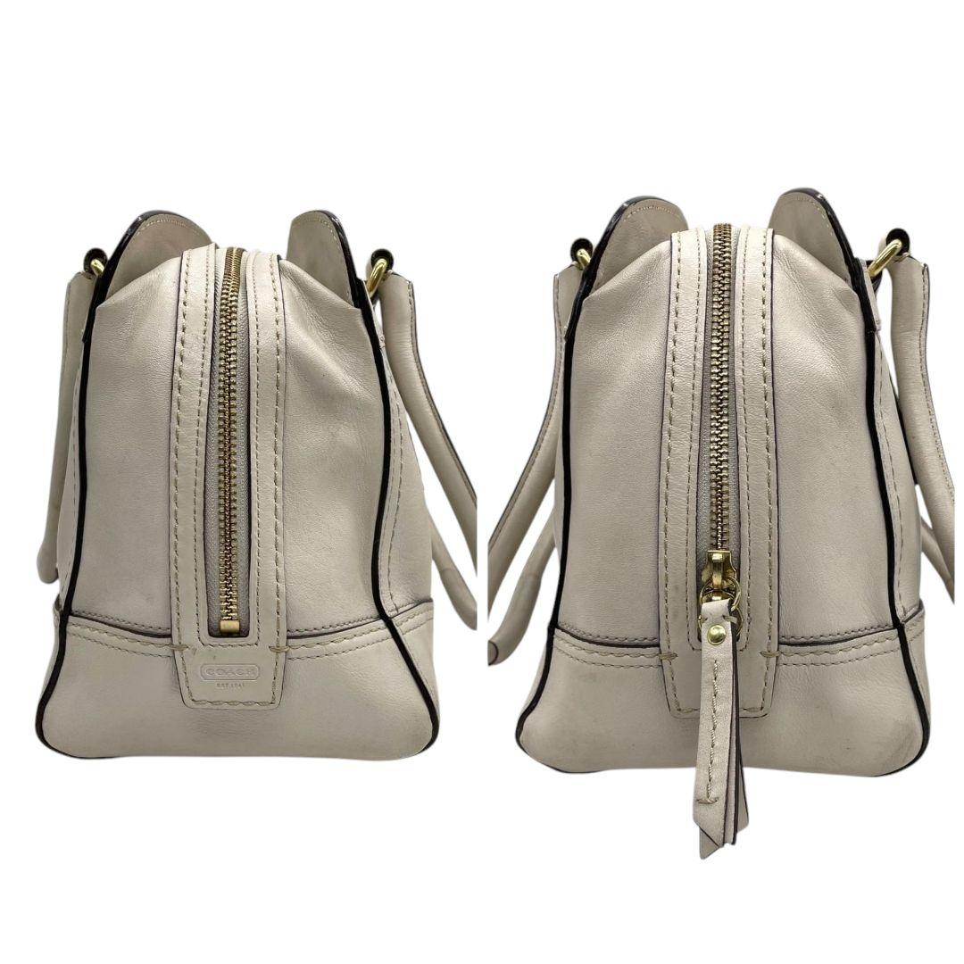 コーチ ハンドバッグ 白 ターンロック レザー COACH ステッチ t1