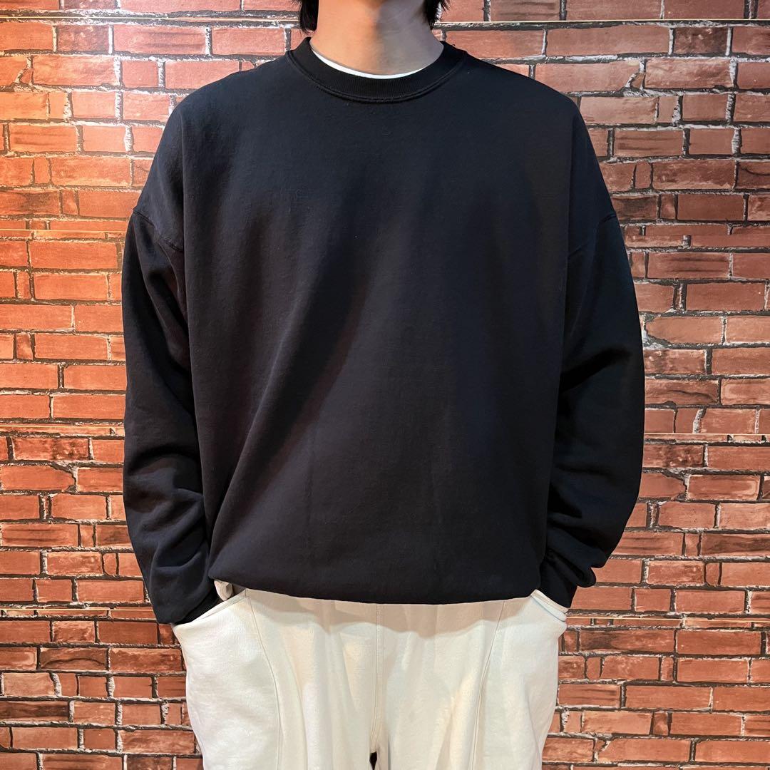 USA古着 JERZEES 無地スウェット ノームコア ブラック 短丈 2X