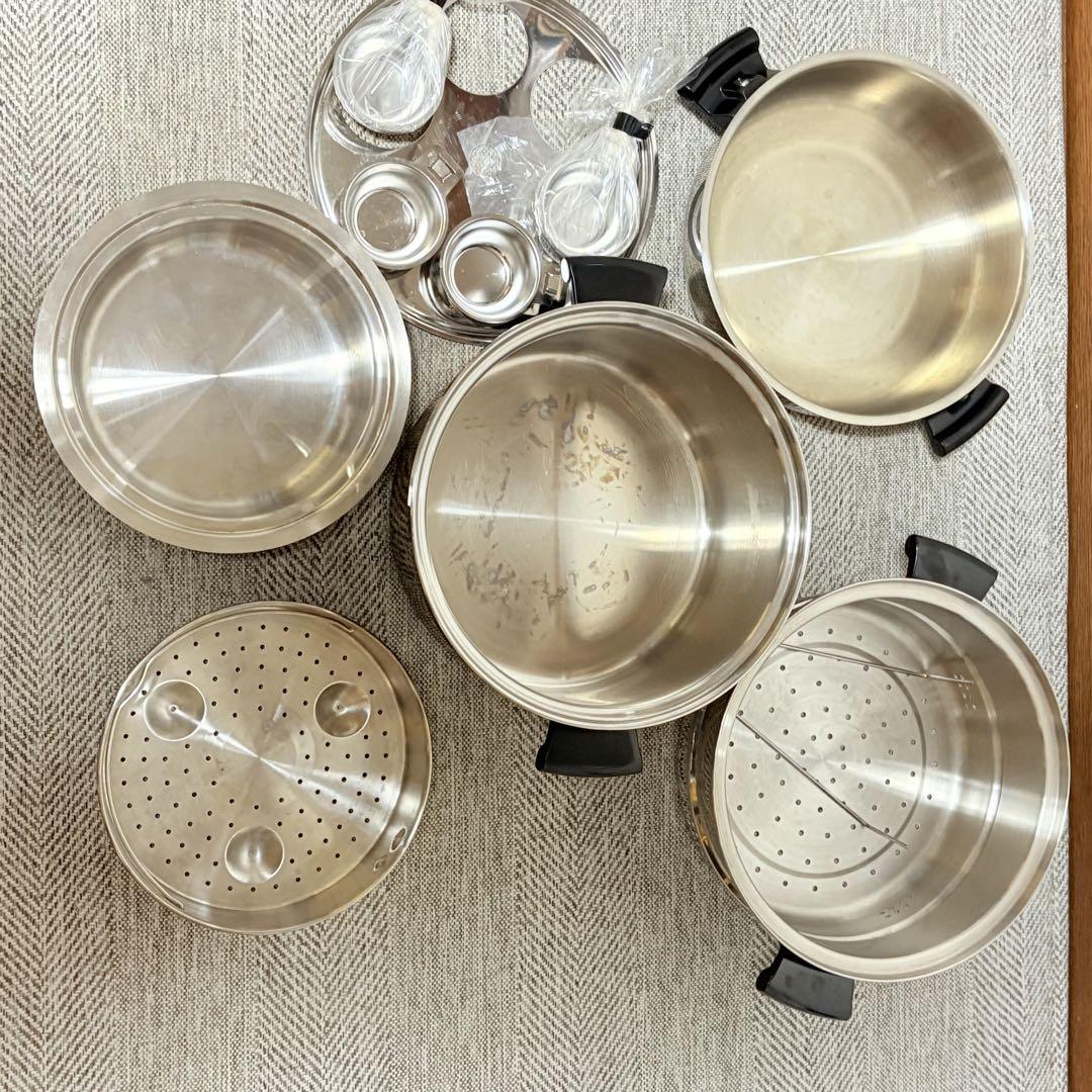 Amway Queen 両手鍋セット 蒸し器18/8ステンレス