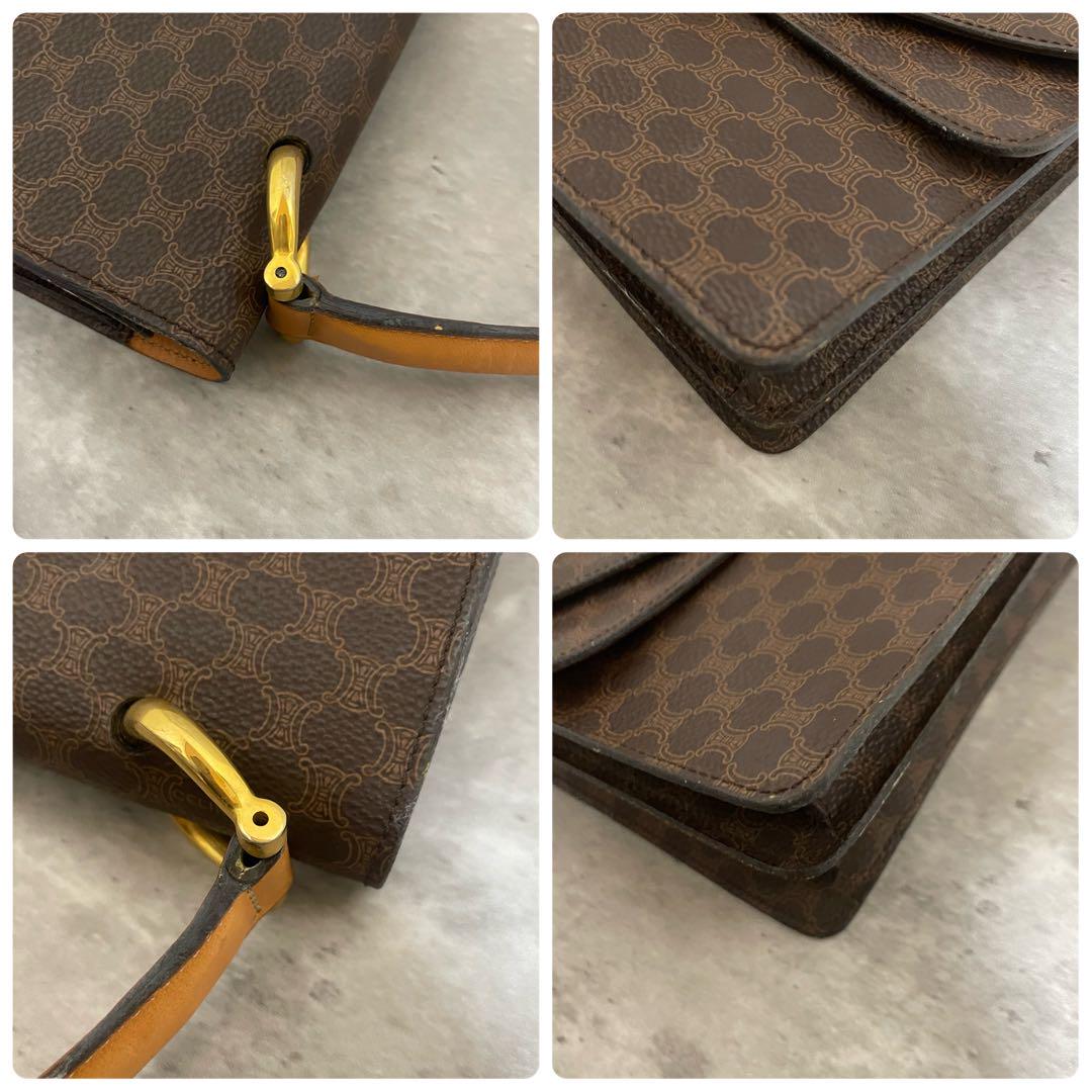 CELINE ハンドバッグ マカダム ロゴ金具 トップハンドル 2室仕様
