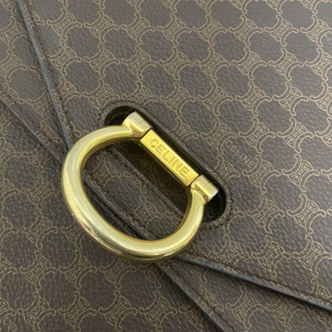 CELINE ハンドバッグ マカダム ロゴ金具 トップハンドル 2室仕様
