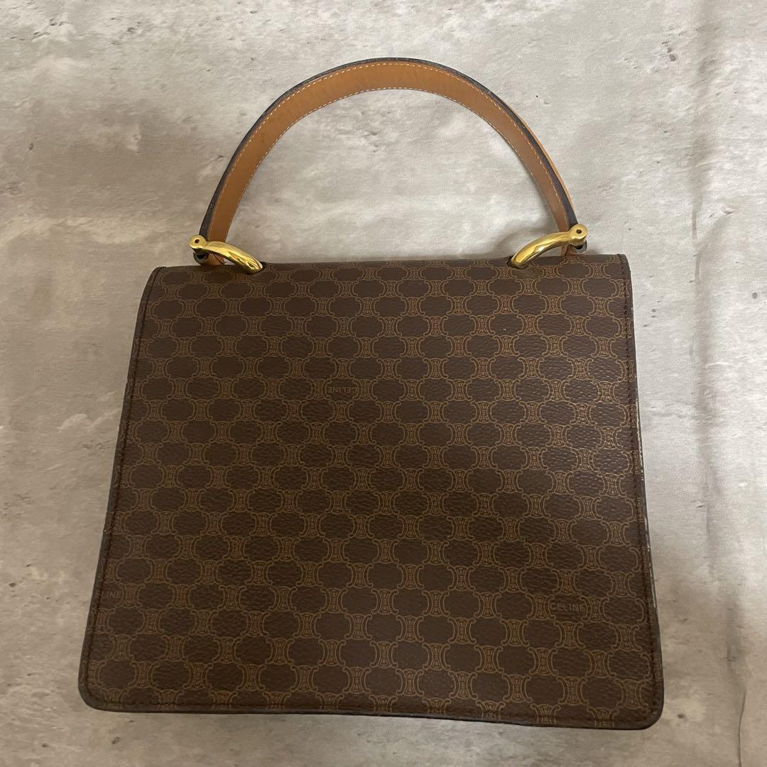 CELINE ハンドバッグ マカダム ロゴ金具 トップハンドル 2室仕様