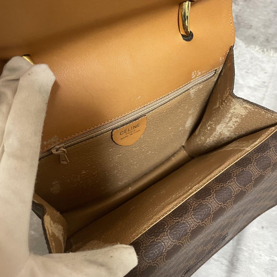 CELINE ハンドバッグ マカダム ロゴ金具 トップハンドル 2室仕様