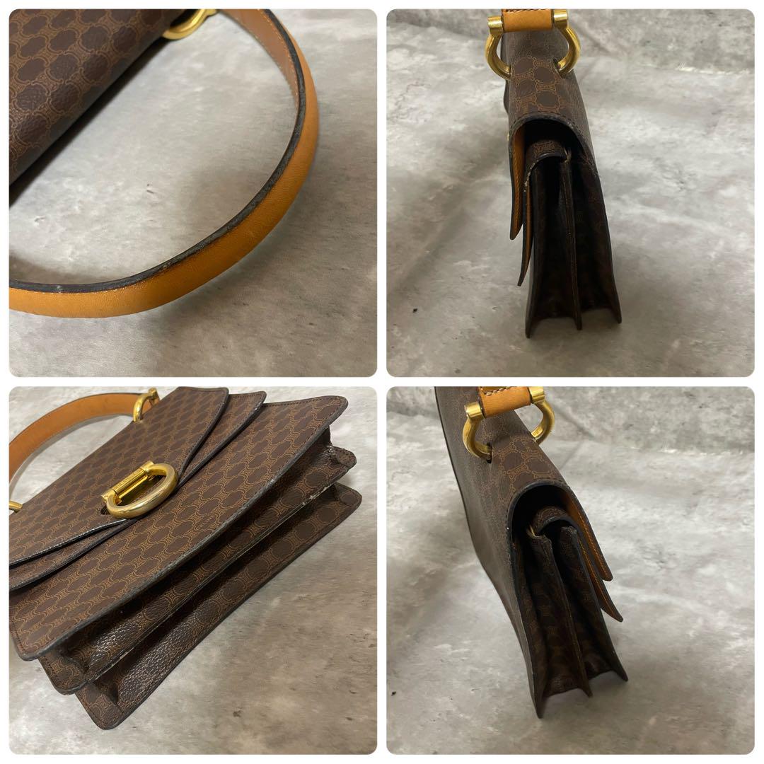 CELINE ハンドバッグ マカダム ロゴ金具 トップハンドル 2室仕様