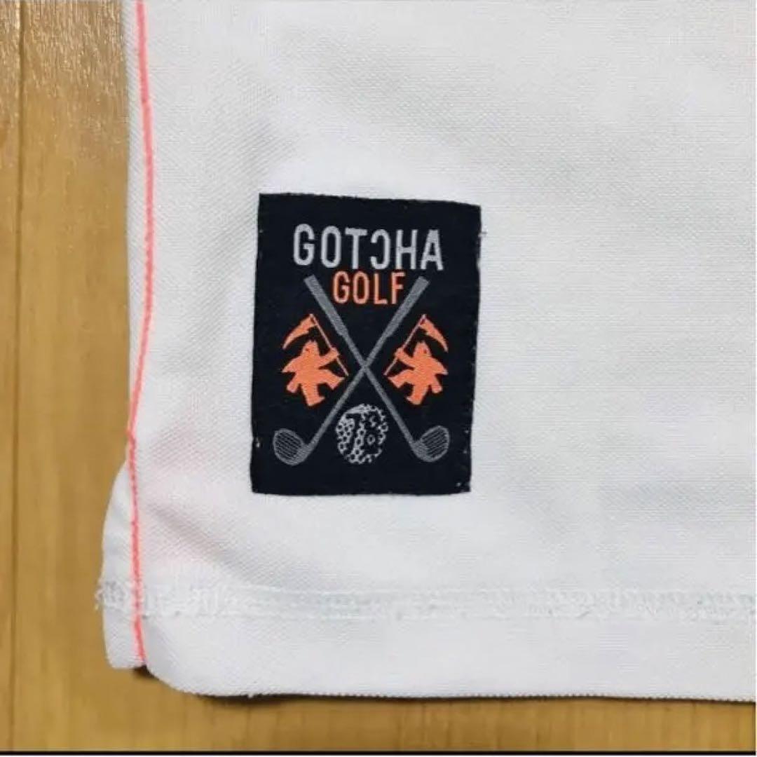 GOTCHA ガッチャ 半袖ポロシャツ ホワイト 蛍光オレンジ ロゴ プリント