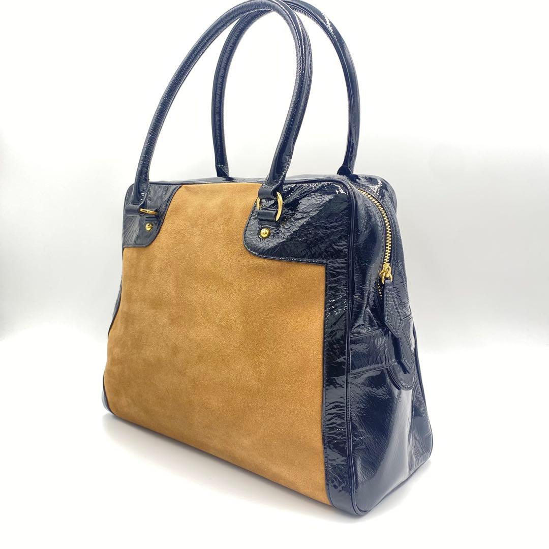 【超美品】濱野　皇室御用達　トートバッグ　スエード　エナメル　A4 収納