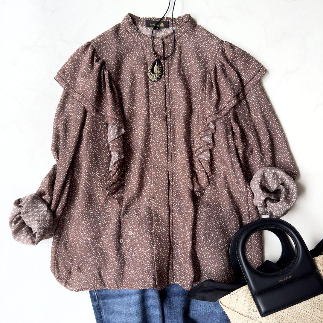 ほぼ未使用✨定価8.5万　ドゥロワー　シルクカットジャカードギャザーブラウス