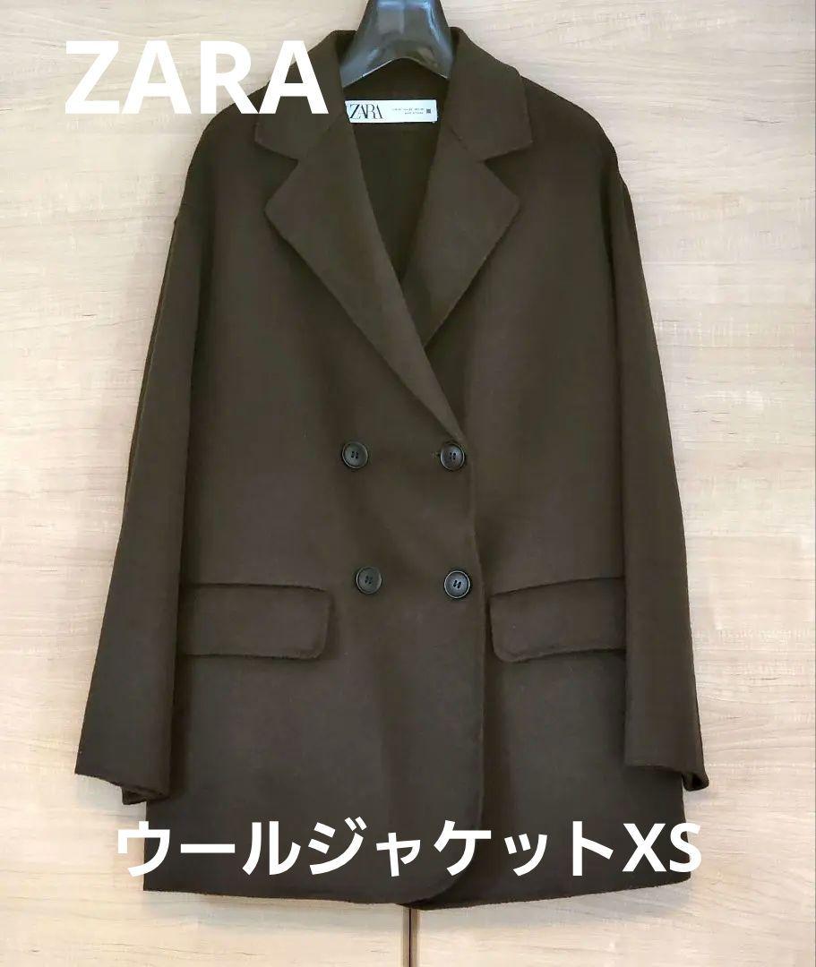 ZARAウール混ダブルテーラードジャケット/USのXS/ダークカーキ
