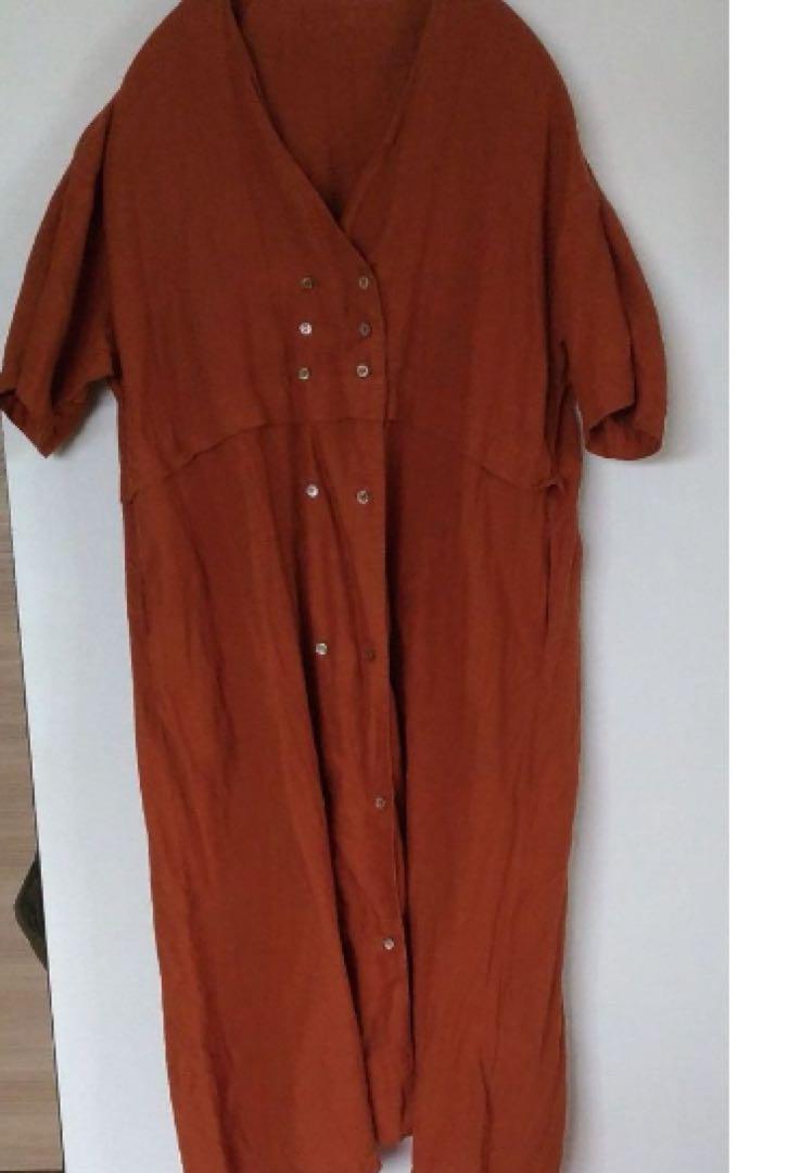 nest Robe ネストローブ リネンダブルブレスト切り替えワンピース
