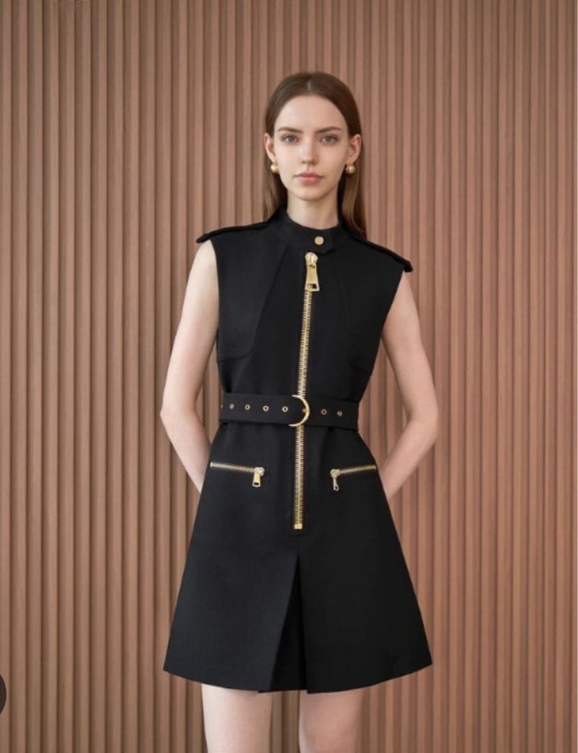 SaturdayClub ジップアップベルト ワンピース M