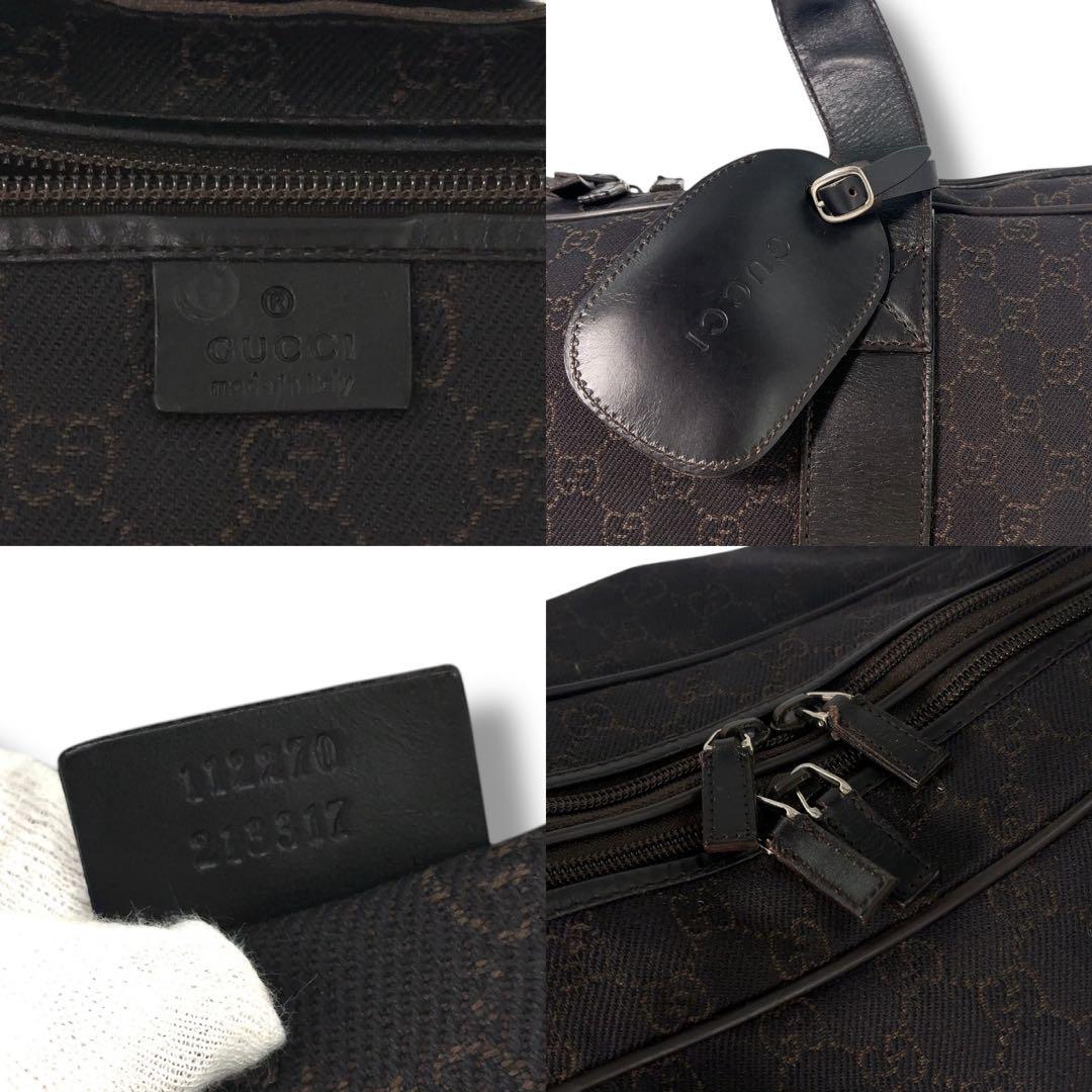 【美品】GUCCI グッチ　ボストン　GGキャンバス　レザー　ビジネスバッグ