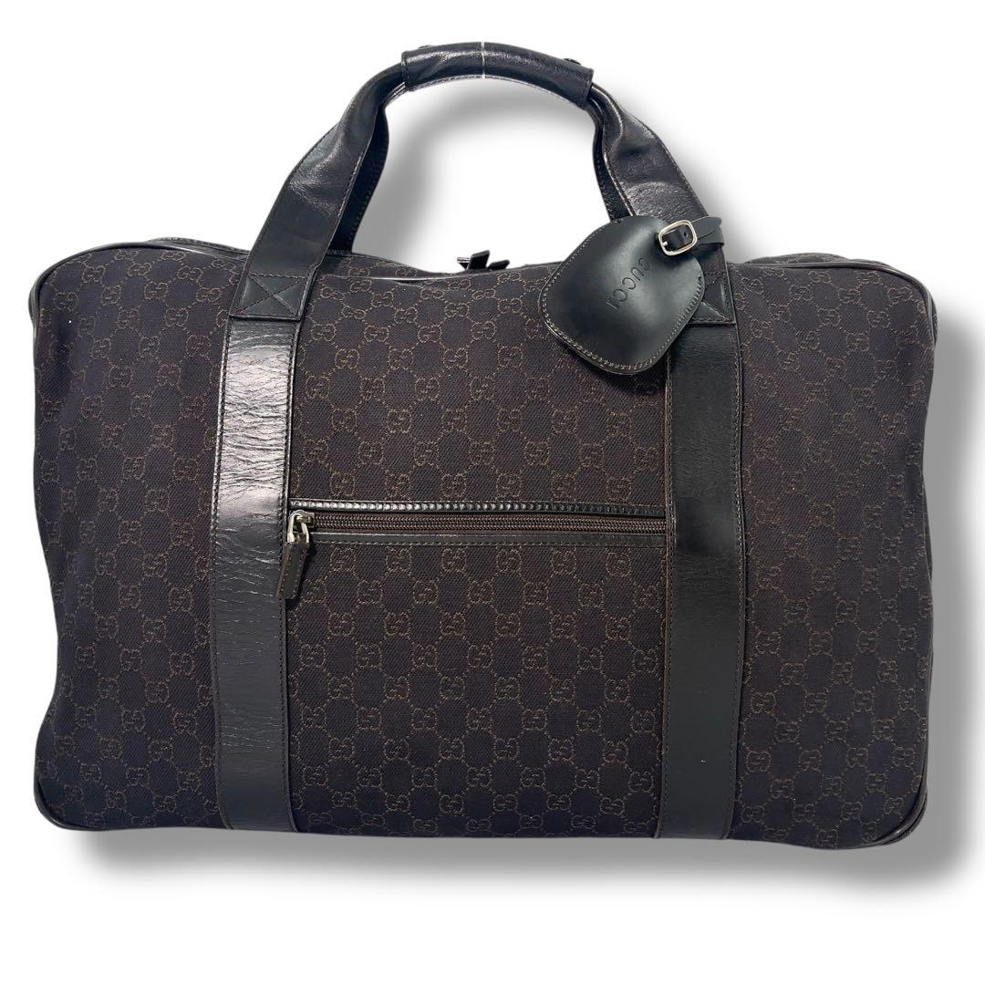 【美品】GUCCI グッチ　ボストン　GGキャンバス　レザー　ビジネスバッグ