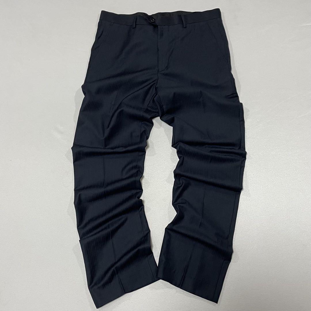 90s Vintage センタープレス ストライプ レーヨン スラックス 光沢