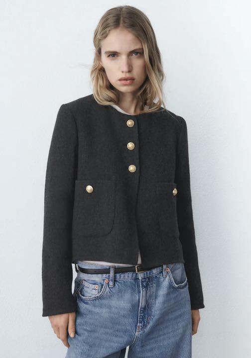 在庫NEW ZARA ウールブレンド メタルボタンジャケット IiMnY-m51475516871 在庫正規店