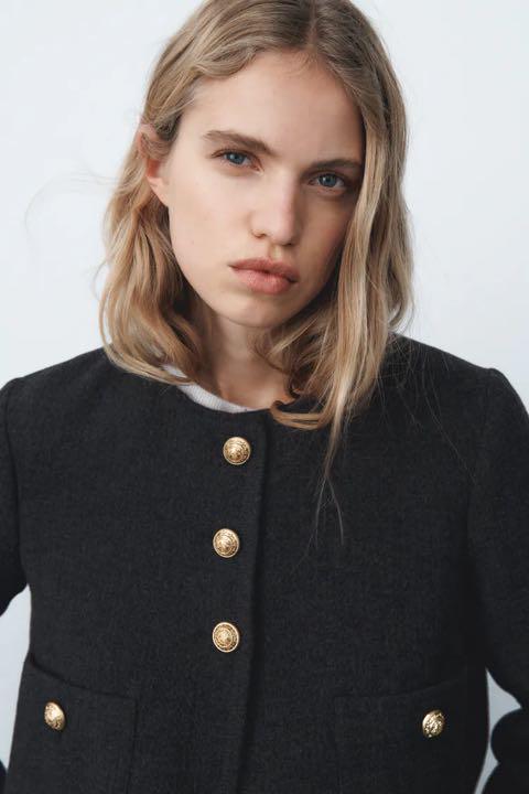 在庫NEW ZARA ウールブレンド メタルボタンジャケット IiMnY-m51475516871 在庫正規店