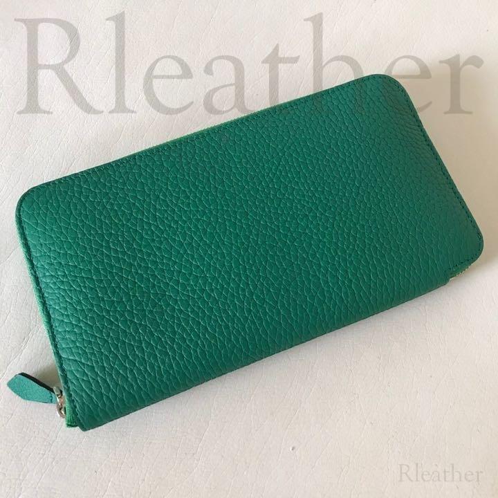 最高級 トゴレザー使用 本革 長財布 薄型 軽量 財布 緑グリーン ＃196