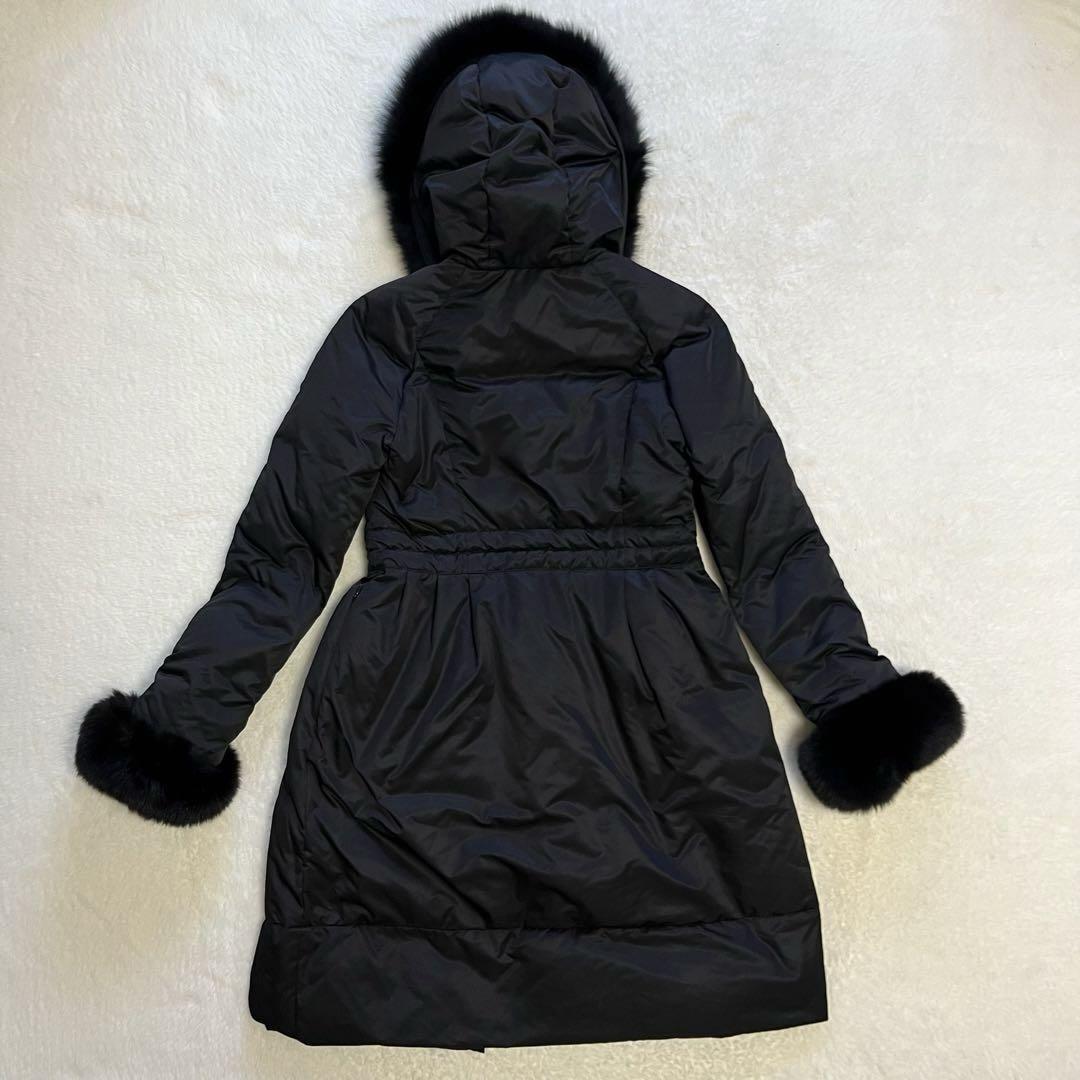 美品　Harrods ハロッズ　ダウンコート　ファーコー　Aライン　金金具　M