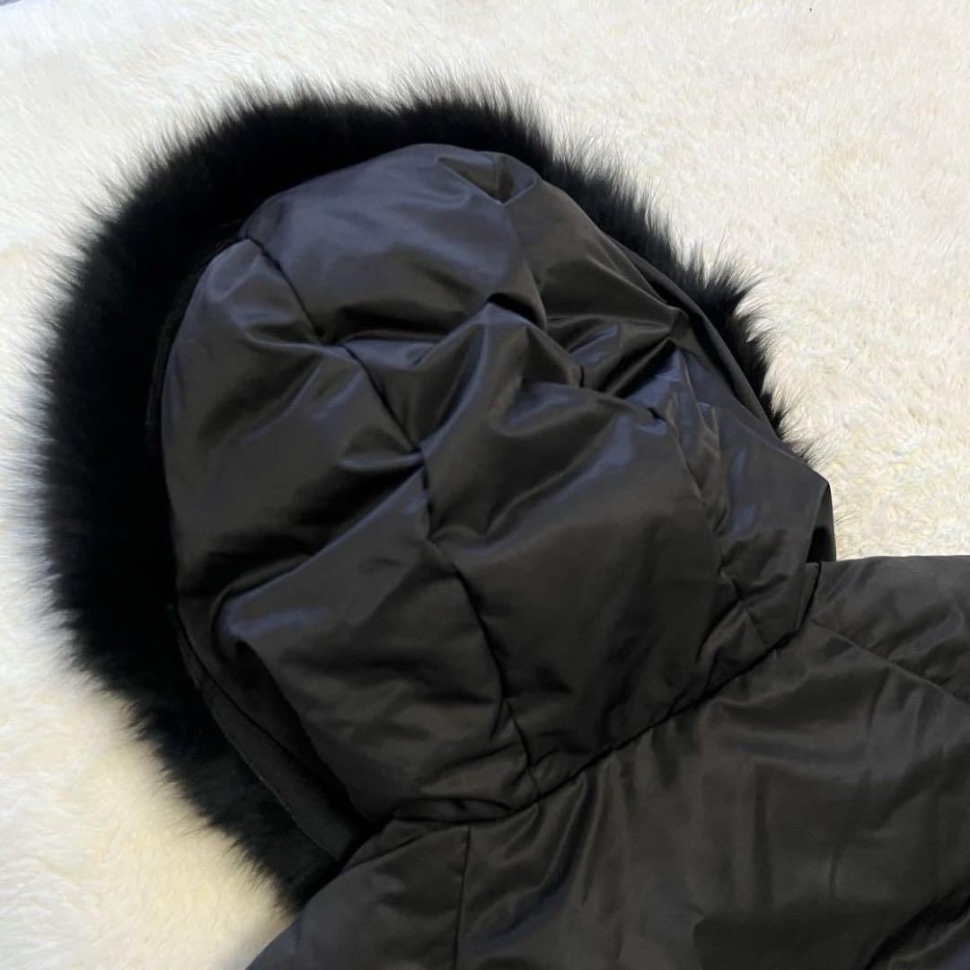 美品　Harrods ハロッズ　ダウンコート　ファーコー　Aライン　金金具　M