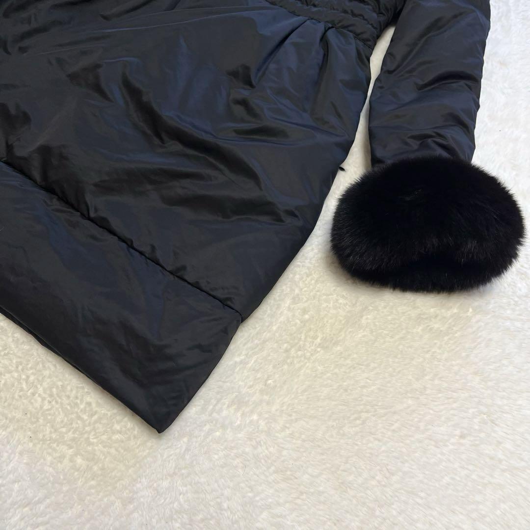 美品　Harrods ハロッズ　ダウンコート　ファーコー　Aライン　金金具　M