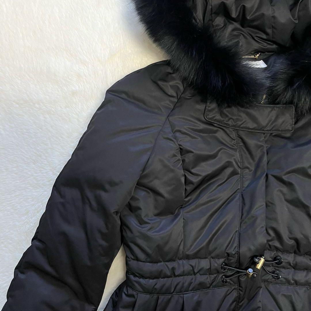 美品　Harrods ハロッズ　ダウンコート　ファーコー　Aライン　金金具　M