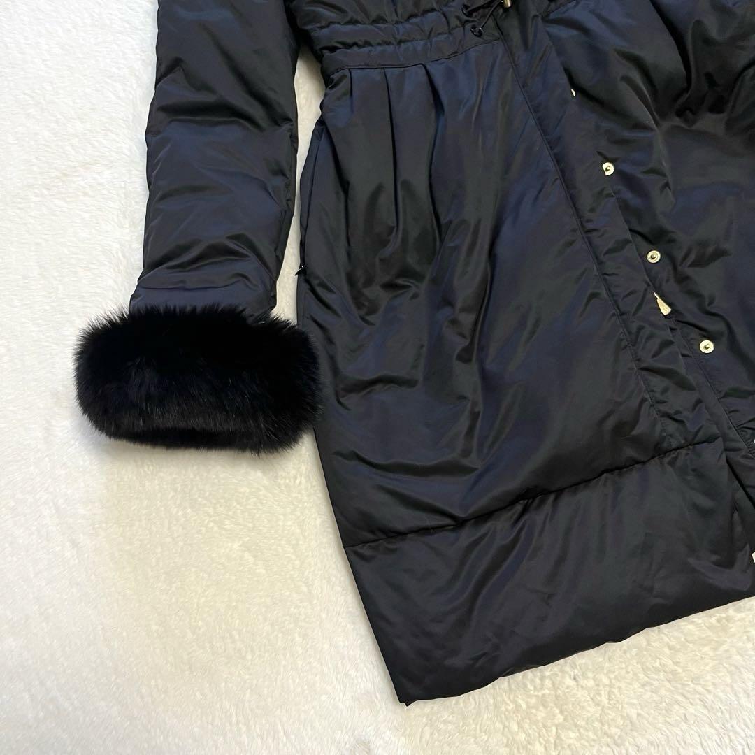 美品　Harrods ハロッズ　ダウンコート　ファーコー　Aライン　金金具　M