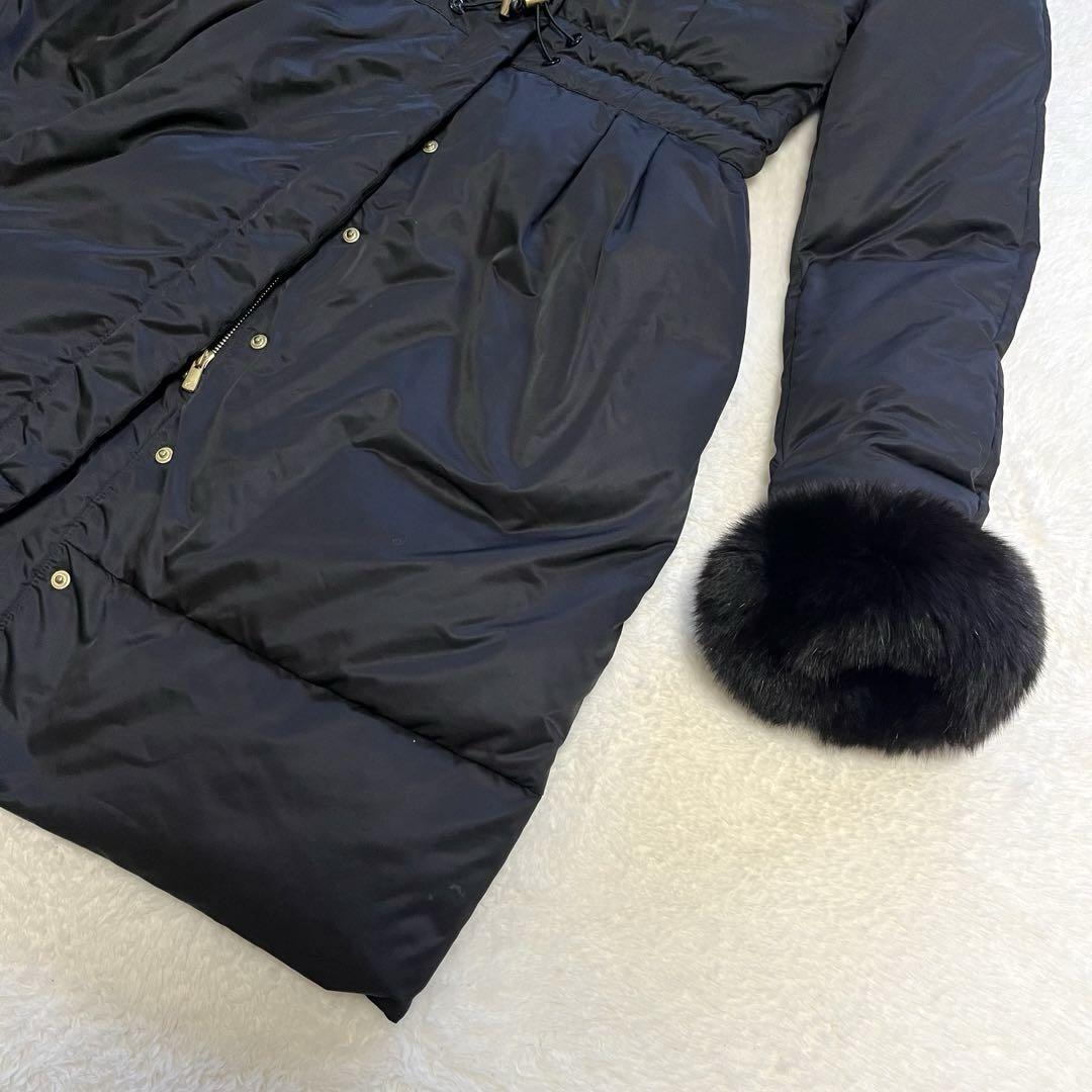 美品　Harrods ハロッズ　ダウンコート　ファーコー　Aライン　金金具　M