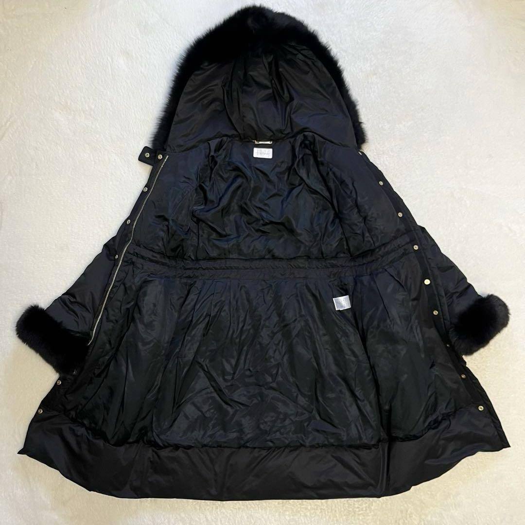 美品　Harrods ハロッズ　ダウンコート　ファーコー　Aライン　金金具　M
